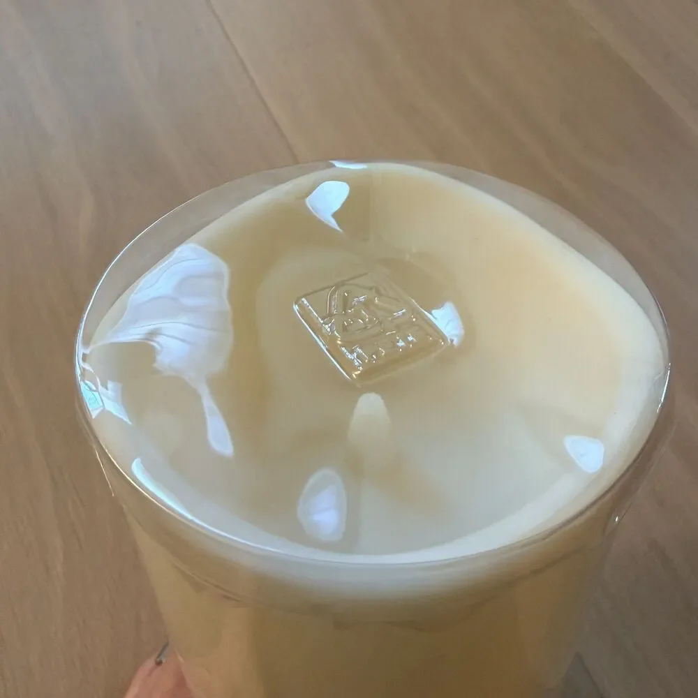 West Elm Indoor/Outdoor Wavy Edge Basic Candle - Ivory 4.5 x 9 in